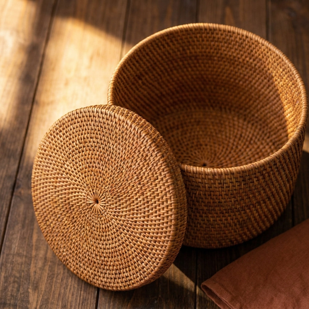 Handwoven Rattan storage basket