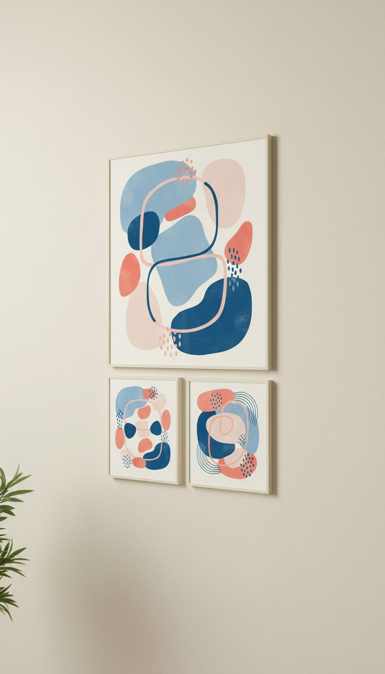 Powder Blue Abstract Art Print