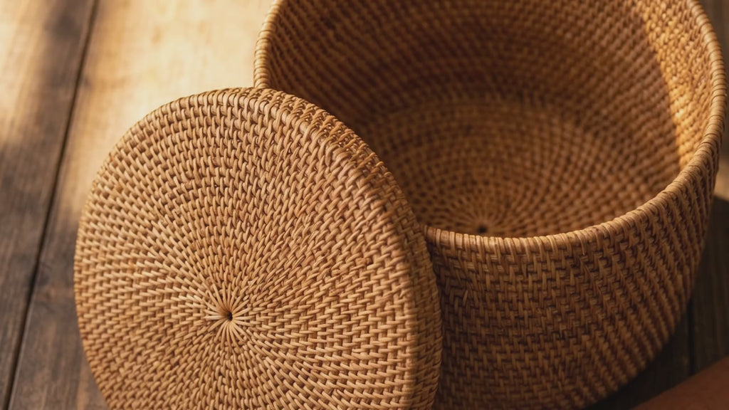 Handwoven Rattan storage basket